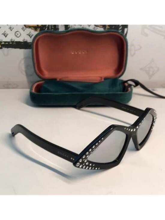New Authentic Gucci Black Rhinestone Sunglasses. GG0496s 004 main image 5